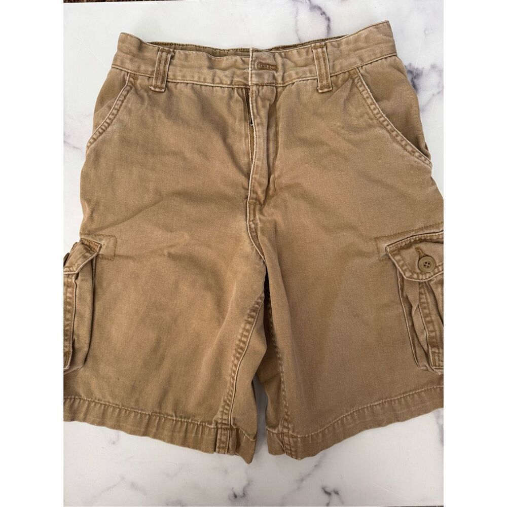 Faded Glory khaki tan cargo shorts boys 12 cotton